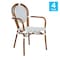 Flash Furniture Lourdes Thonet French Bistro Stacking Chair w/Arms, White/Navy PE Rattan/Bamboo Alum Frame, 4PK 4-SDA-AD642002A-WHNVY-NAT-GG - alternate 4
